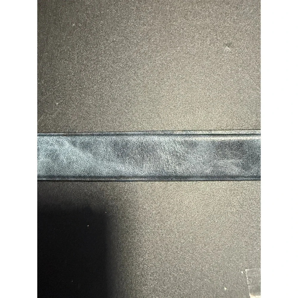 Cole Haan New Mens Blue Pressed Leather Belt 36 Silver Buckle Office Dress Luxur